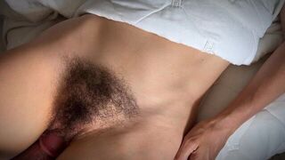 big dick rubbing masturbate and fuck hairy dripping pussy in panties and cumshot - porn video