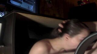 stepsister gives blowjob while im trying to play Among us so i came down her throat - porn video