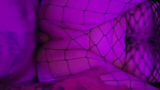 New fishnets and a creamy pussy - porn video